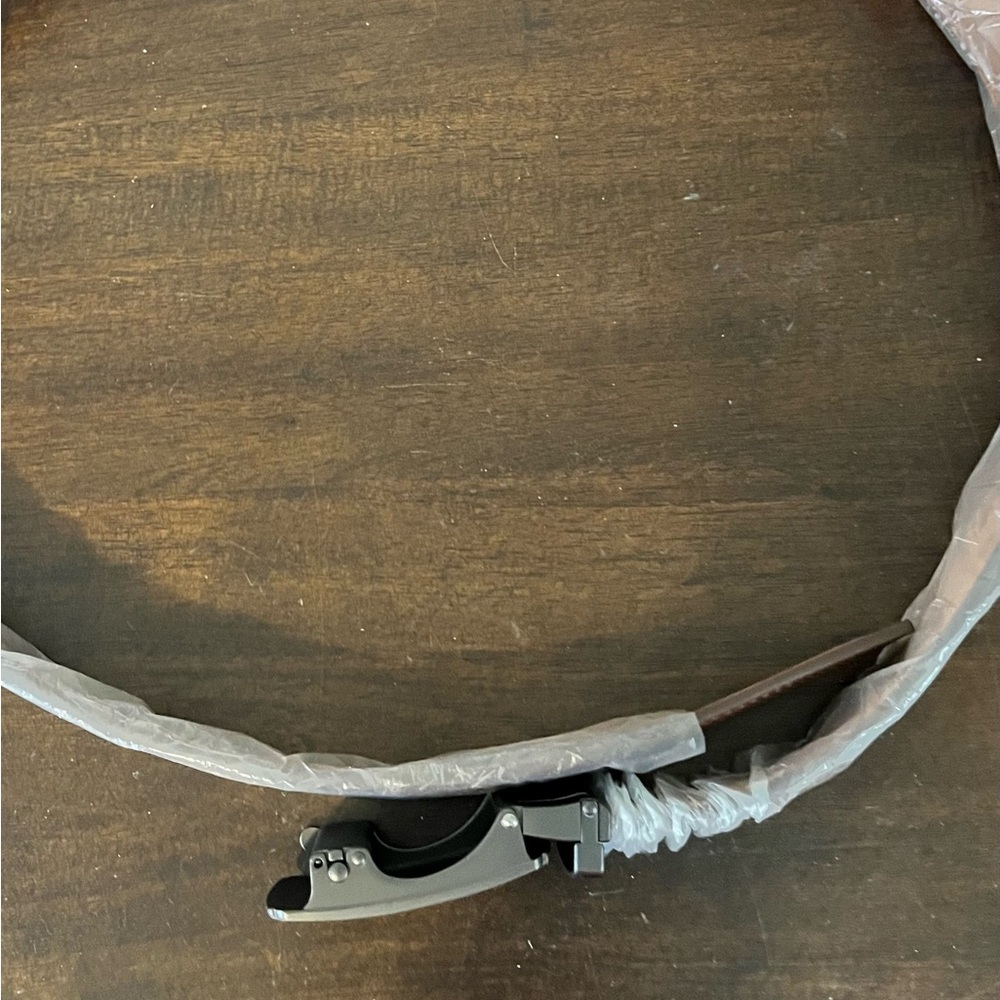 Brown Leather Belt with Silver Buckle